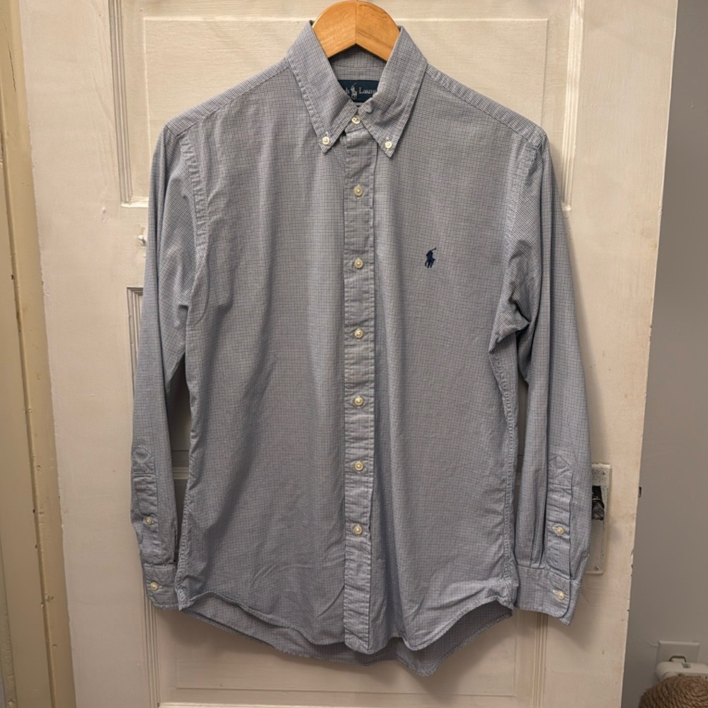 Ralph Lauren Custom Fit Black Blue Micro Check 15 32/33